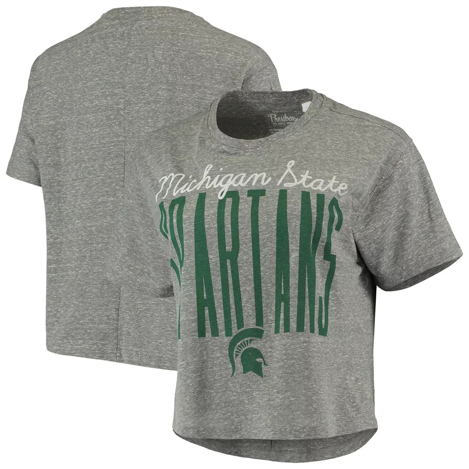 

Женская укороченная футболка с меланжевым отливом для прессы Michigan State Spartans Sanibel Knobi