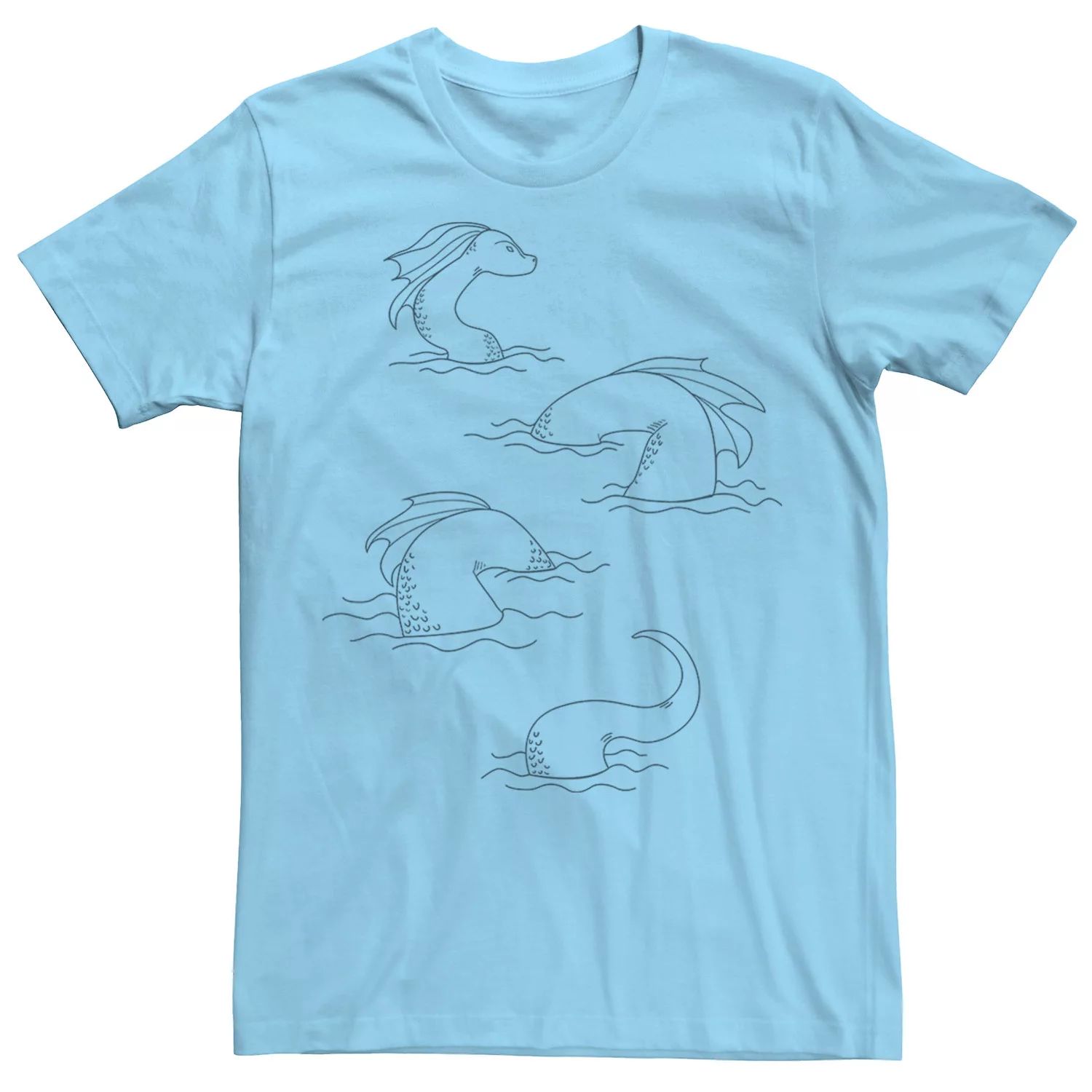 Мужская футболка с рисунком Loch Ness Monster Lines Licensed Character