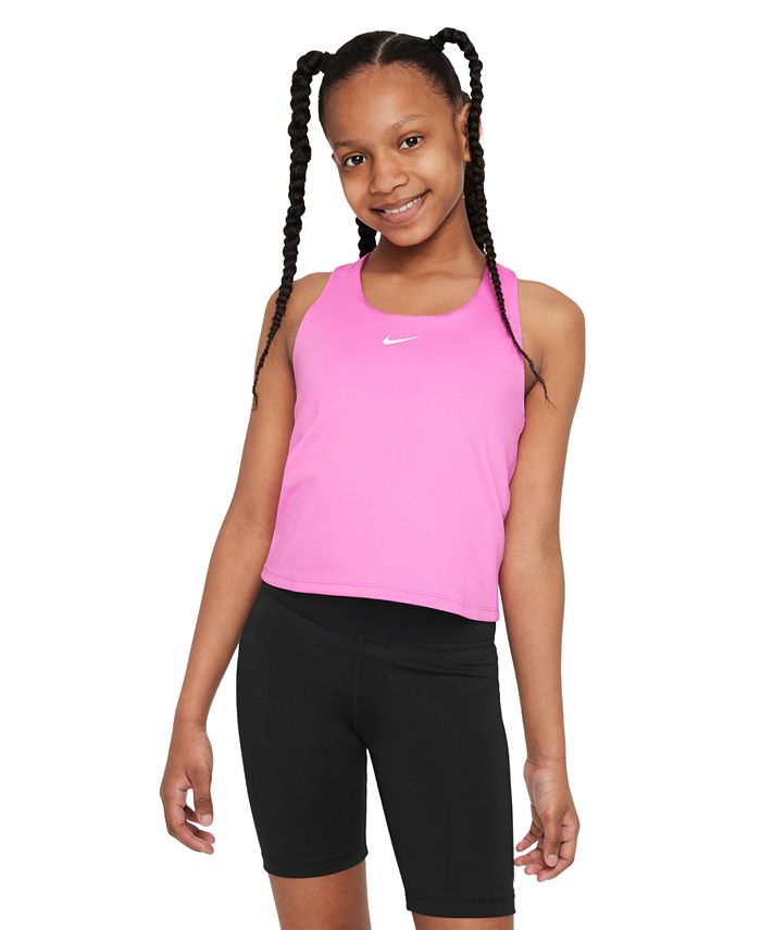 Спортивный бюстгальтер с логотипом Swoosh для больших девочек Dri-FIT Nike, розовый