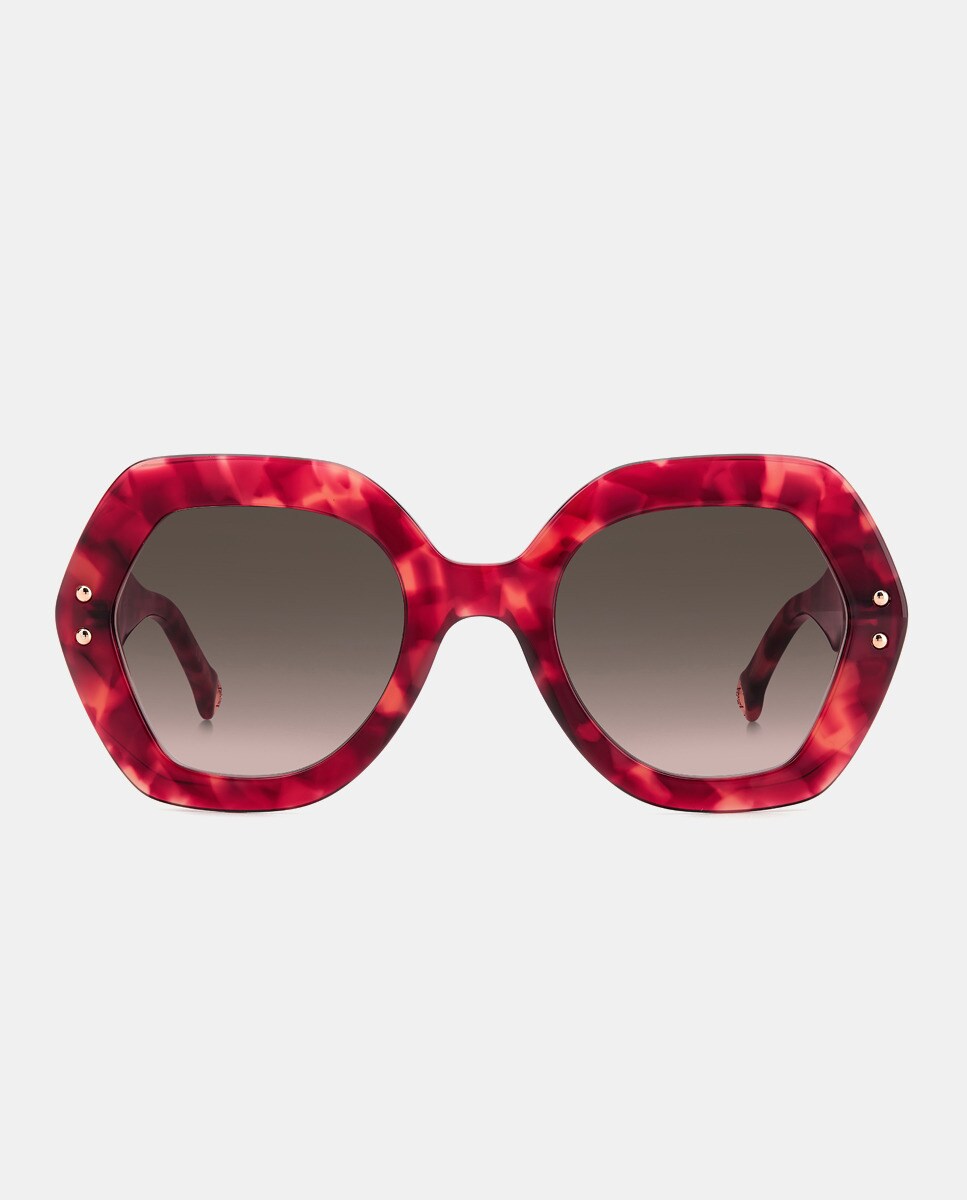 Темно-бордовые женские солнцезащитные очки из ацетата с геометрическим узором Carolina Herrera, гранатовый цена и фото