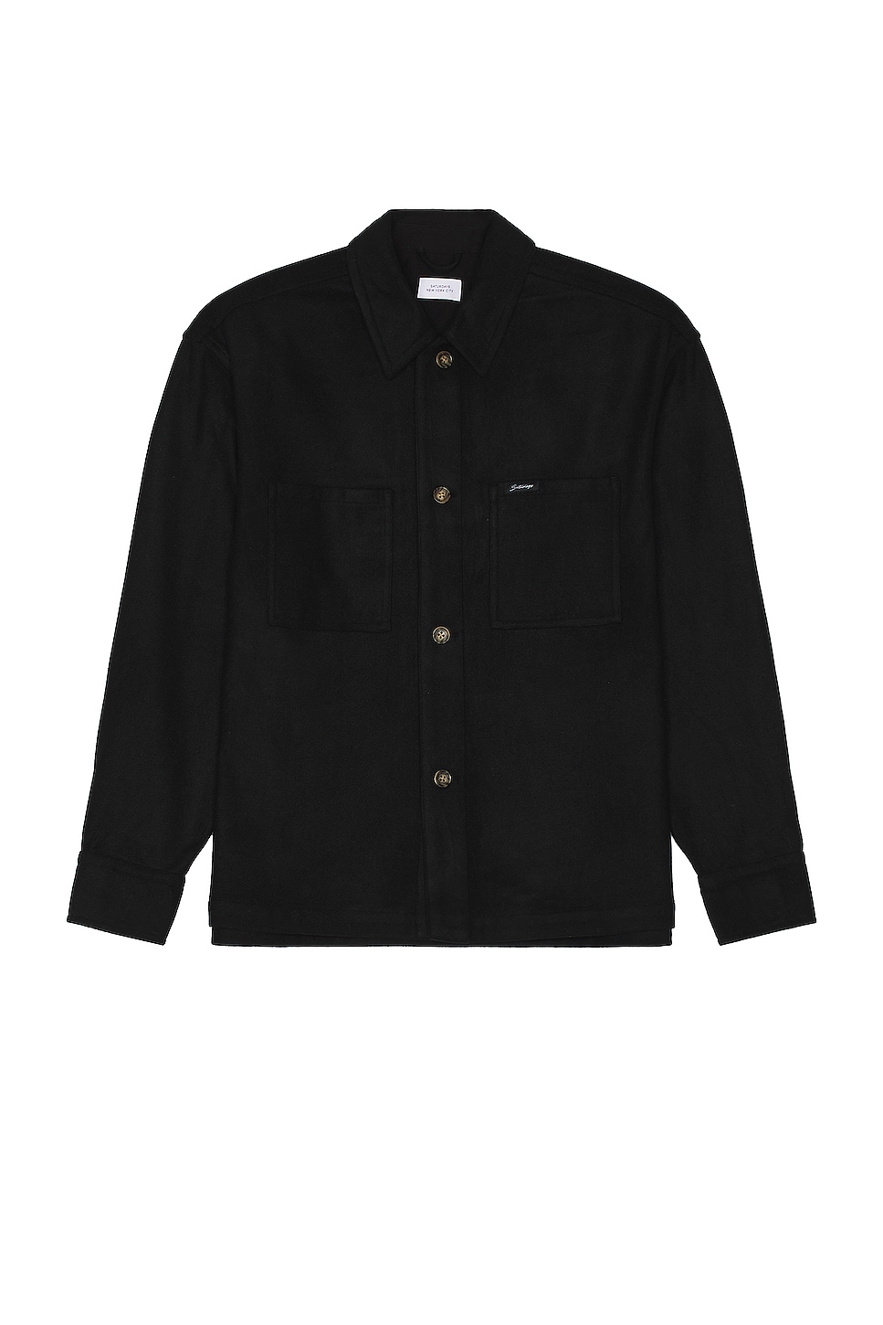 Рубашка SATURDAYS NYC Driessen Wool Overshirt, черный цена и фото
