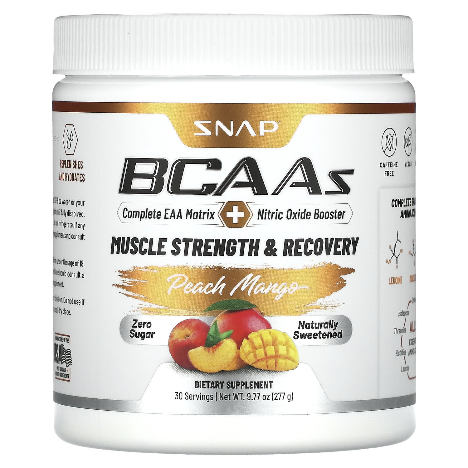 

BCAA, со вкусом персика и манго, 277 г (9,77 унции), Snap Supplements