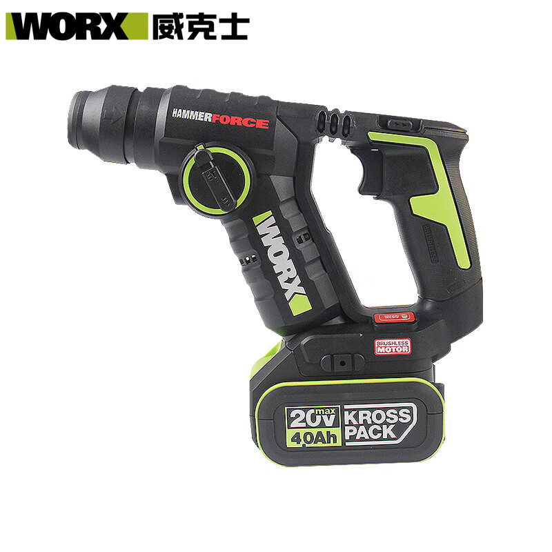 WORX WU380S литий-ионный бесщеточный электрический молоток, электрический молоток промышленного класса, легкая аккумуляторная электродрель, ударная электродрель по бетону