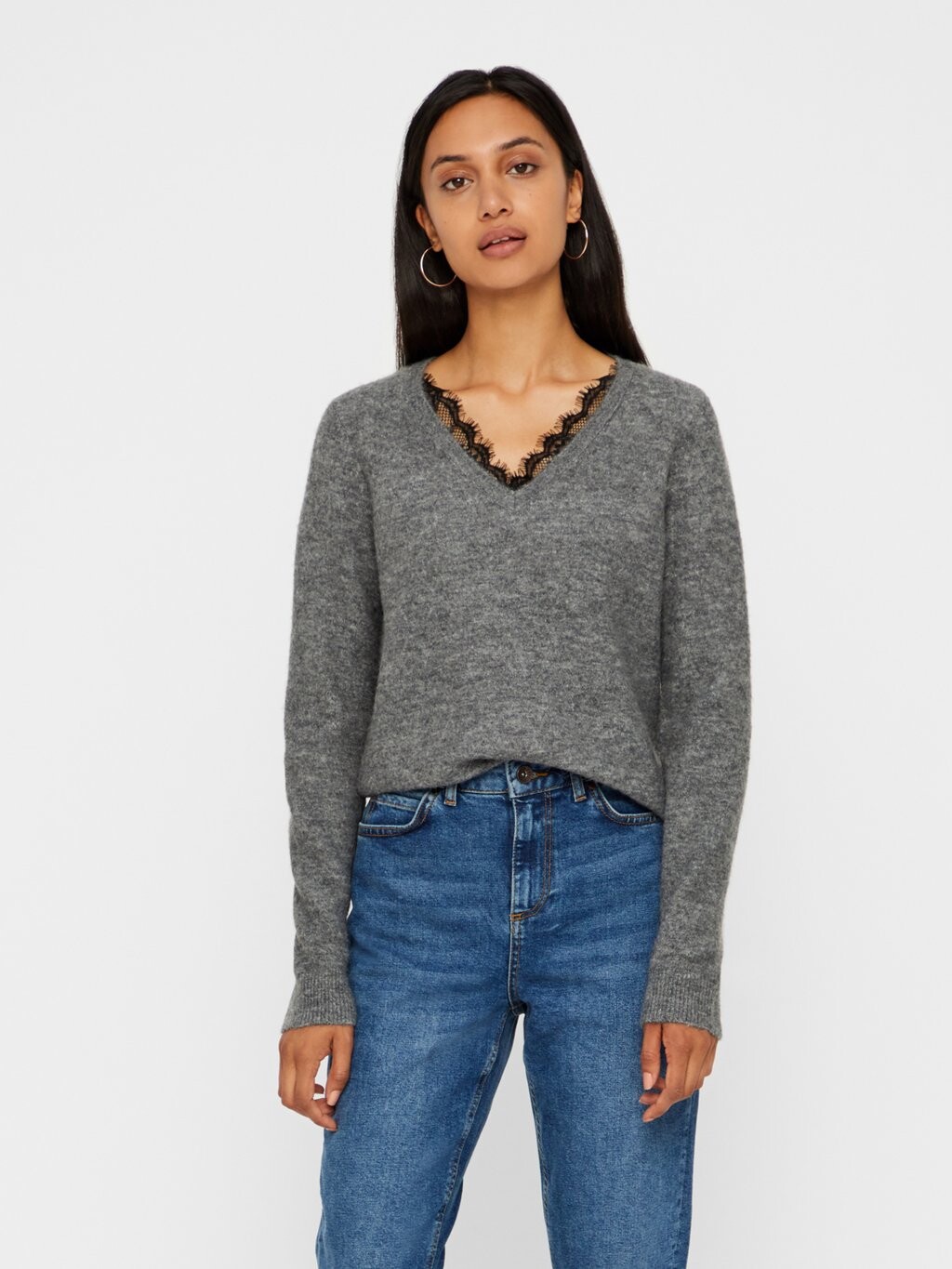 

Джемпер Vero Moda Vmiva Vneck, средне-серый
