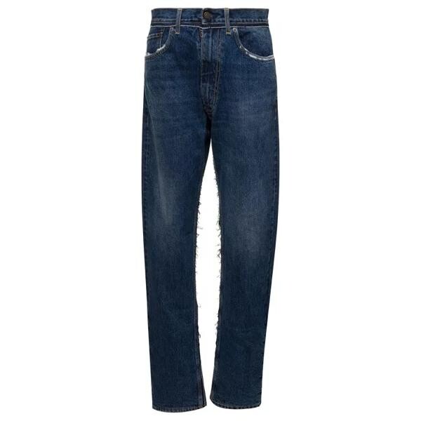

Джинсы five-pocket jeans with rips in cotton denim Maison Margiela, синий