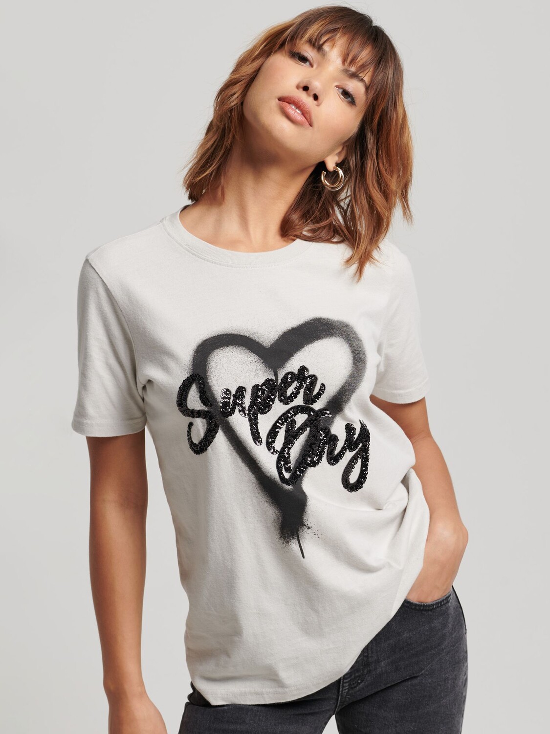 

Футболка с украшением Superdry Vintage, ледниково-серый