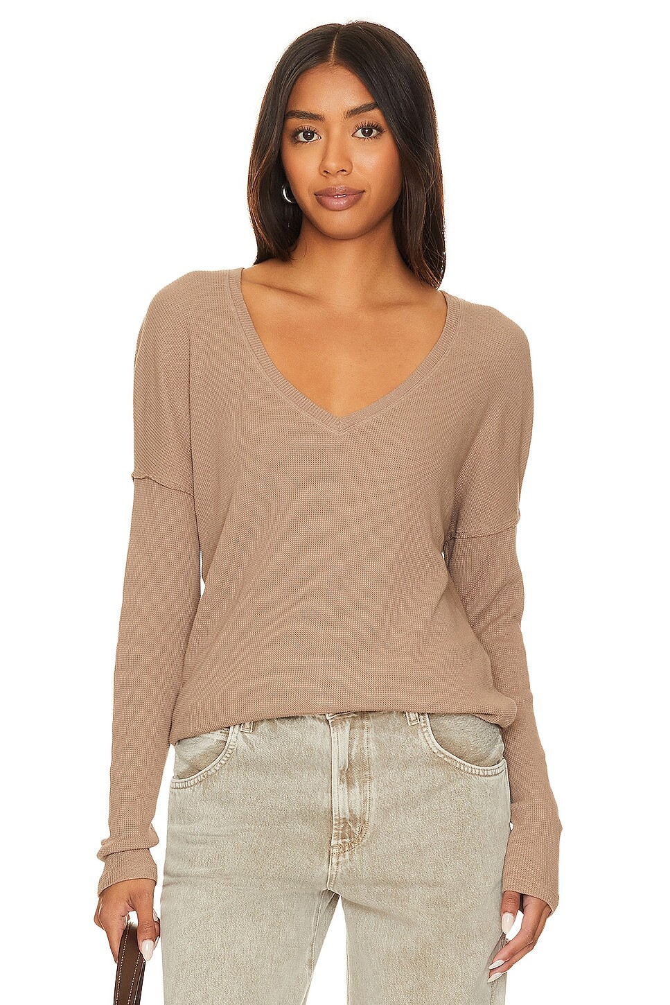 

Топ Bobi V Neck Long Sleeve, цвет Hazlenut