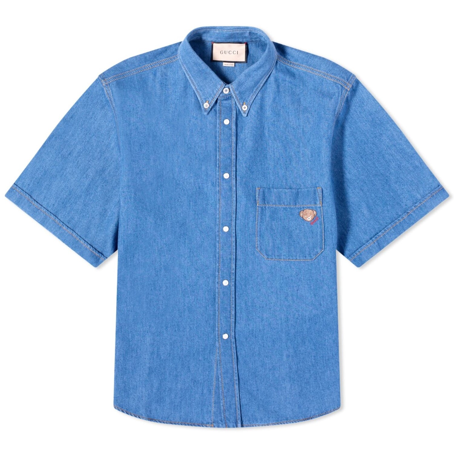 

Рубашка Gucci Pocket Logo Short Sleeve Denim, синий