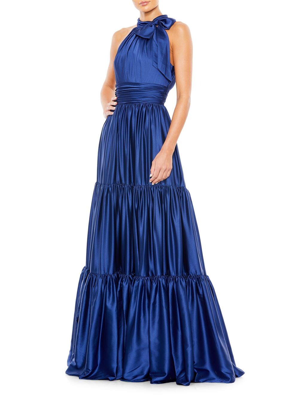 

Ярусное платье с бантом Mac Duggal, сапфировый
