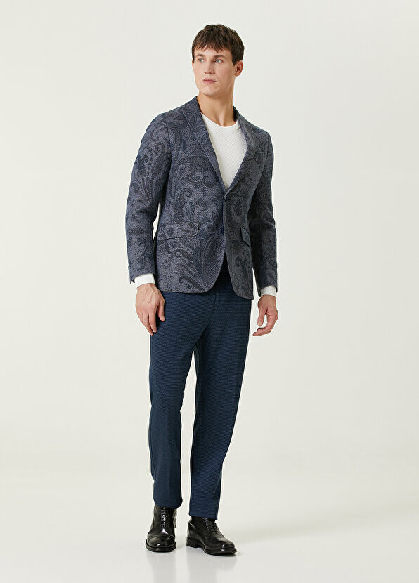 

Темно-синие брюки с микрорисунком Etro, Синий