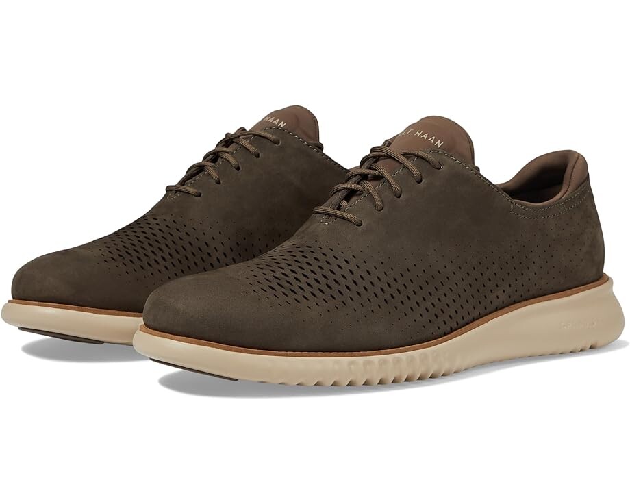 

Оксфорды Cole Haan 2.Zerogrand Laser Wing Tip Oxford Lined, цвет Deep Olive Nubuck/Oat