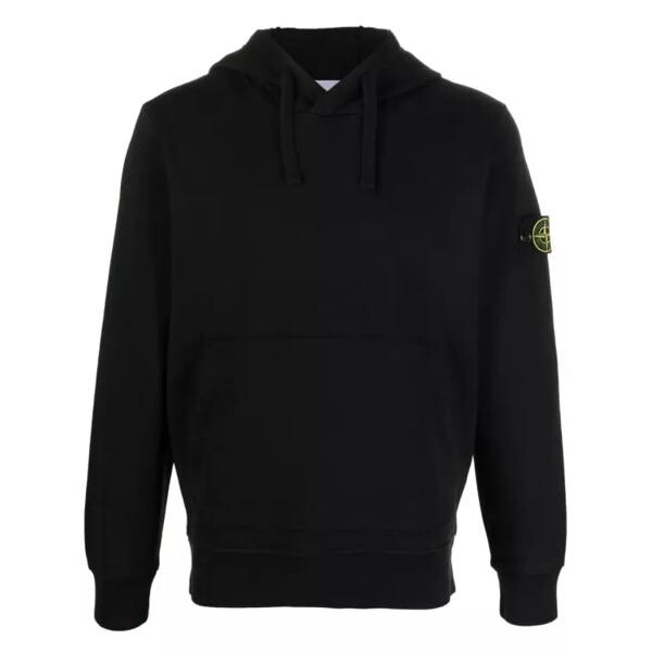 

Футболка fleece cotton hoodie Stone Island, черный