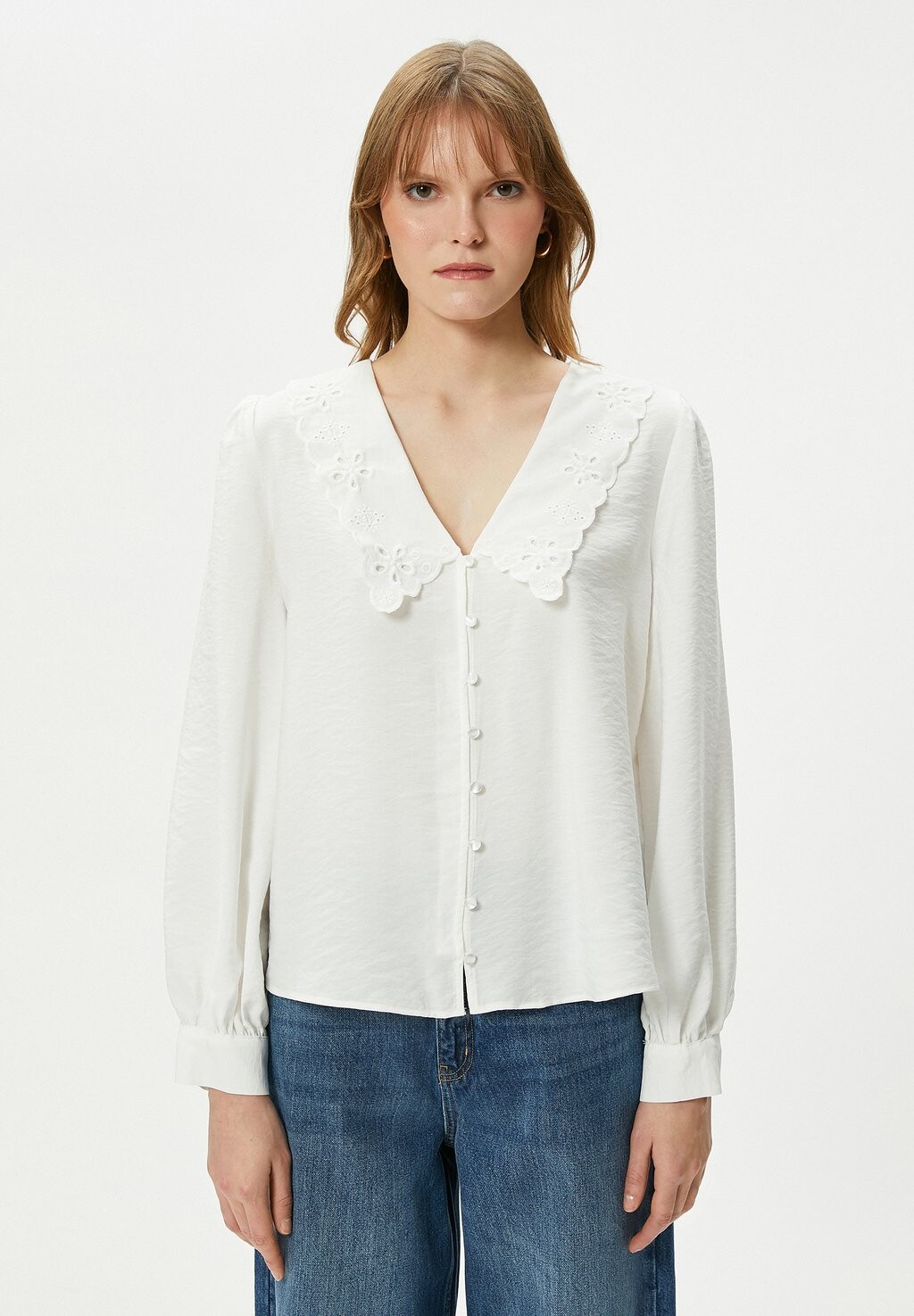 

Рубашка Buttoned Puff Sleeve Koton, цвет off white