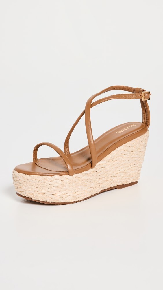 

Сандалии KAANAS Colon Ankle-Strap Raffia Wedge, карамельный