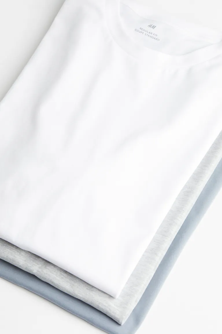 

3 футболки стандартного кроя с круглым вырезом H&M, белый