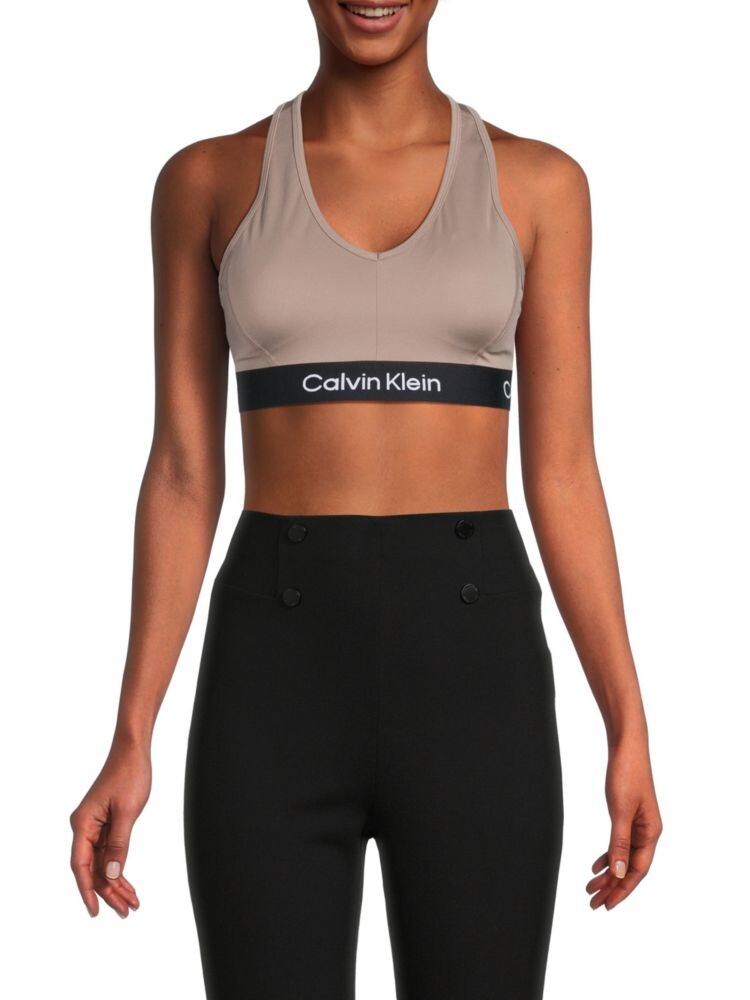 

Спортивный бюстгальтер Racerback с логотипом Calvin Klein, цвет Moonrock Black