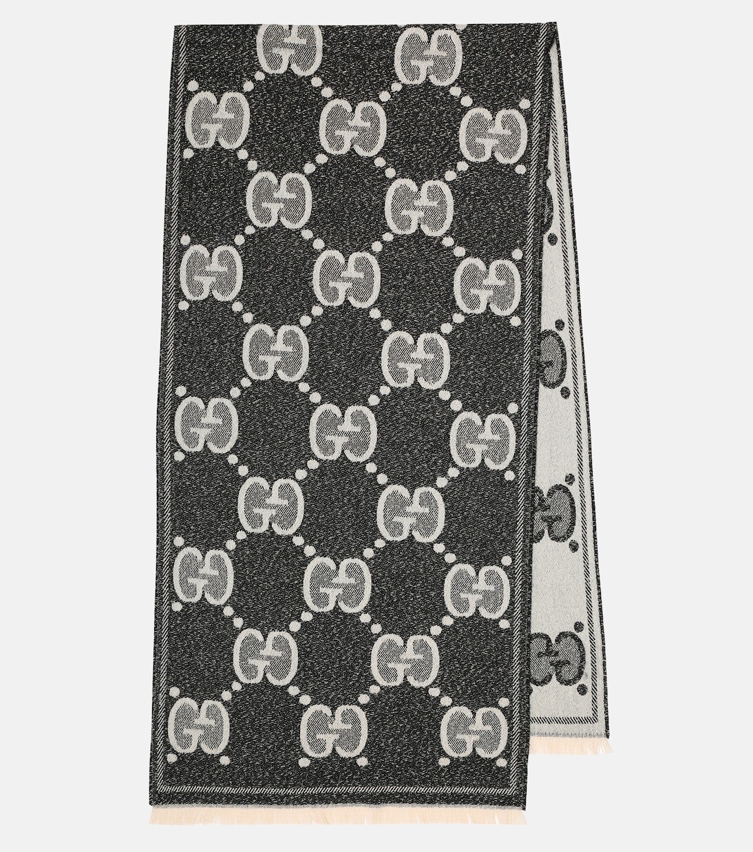 

Жаккардовый шерстяной шарф gg Gucci, черный