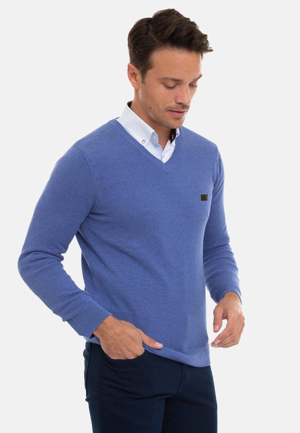

Свитер Half Lunar V-Neck Williot, цвет blue melange