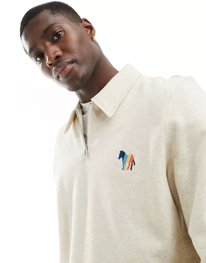 

Белая толстовка с воротником-молнией и логотипом зебры Paul Smith PS Paul Smith