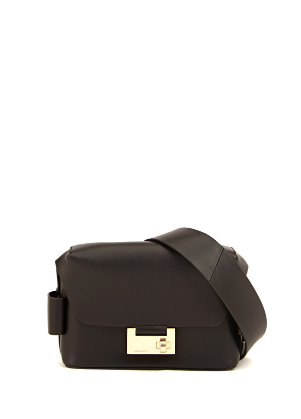 Женская кожаная сумка с черным логотипом AllSaints