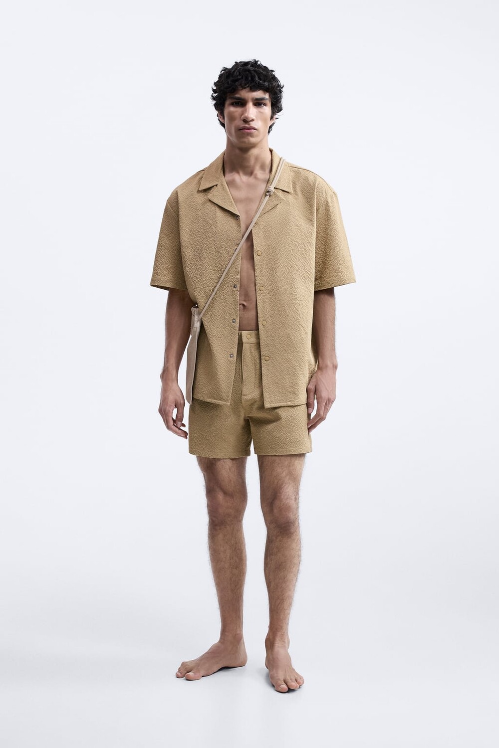 

Рубашка technical check texture ZARA, кэмел