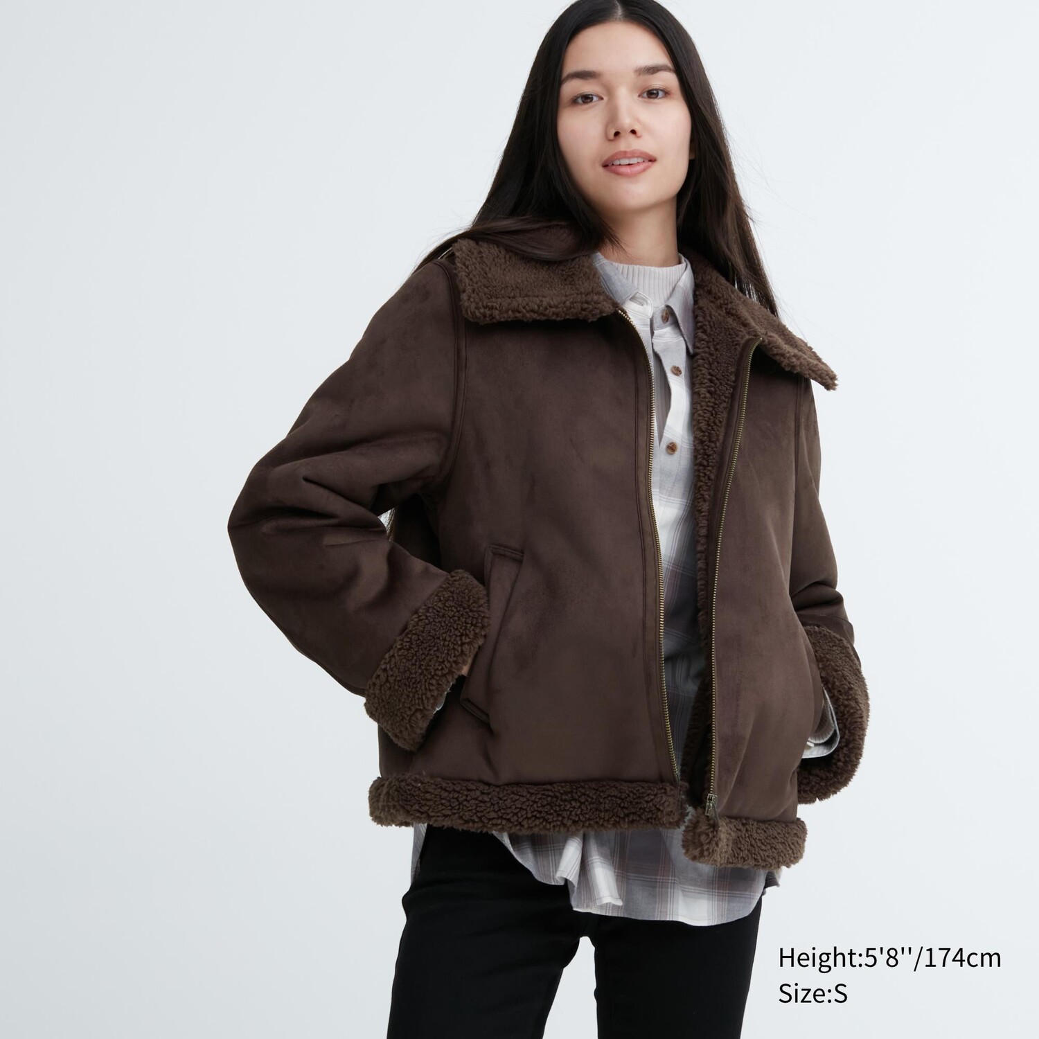

Куртка на ворсовой подкладке Uniqlo, темно коричневый