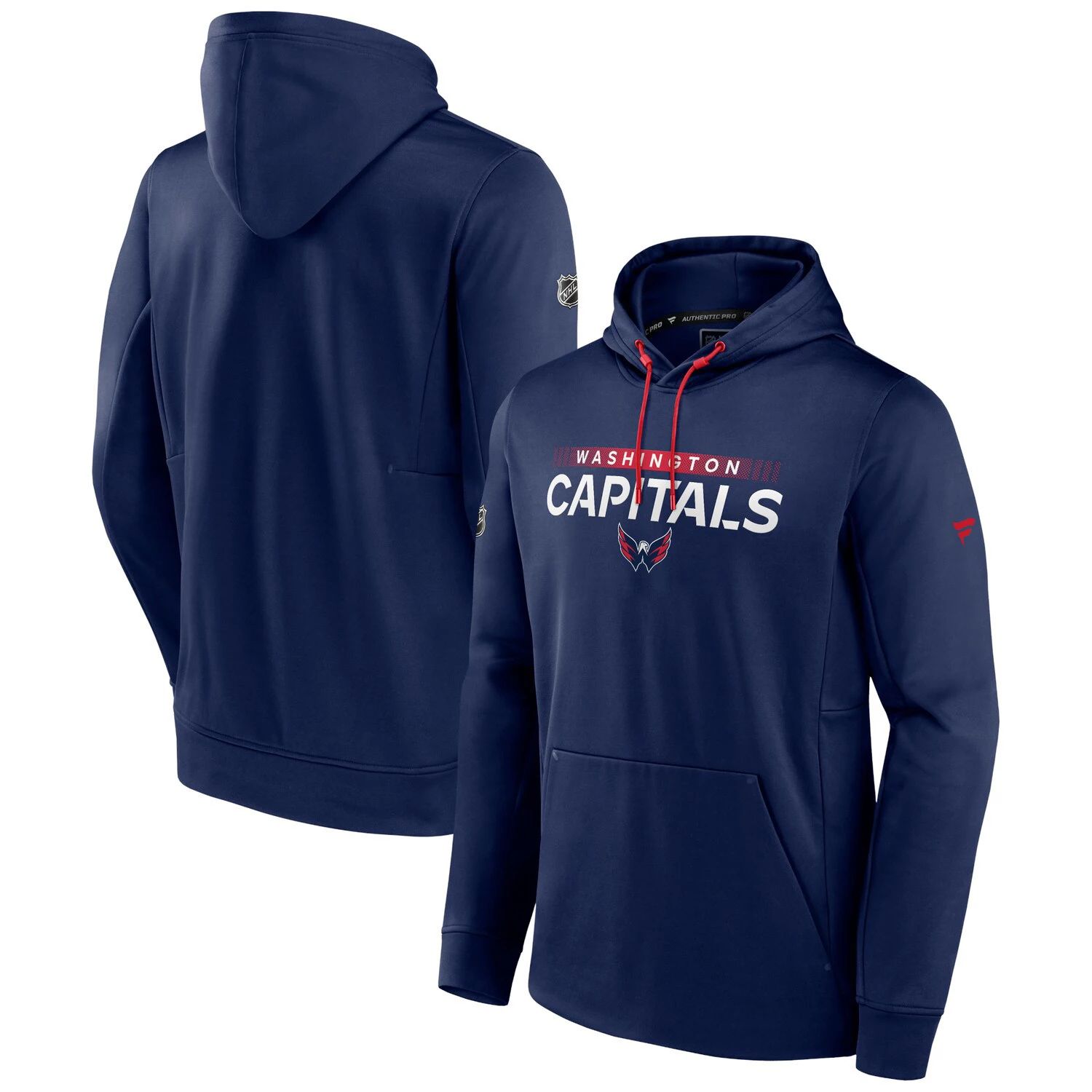 

Мужской темно-синий пуловер с капюшоном с логотипом Washington Capitals Authentic Pro Rink Fanatics