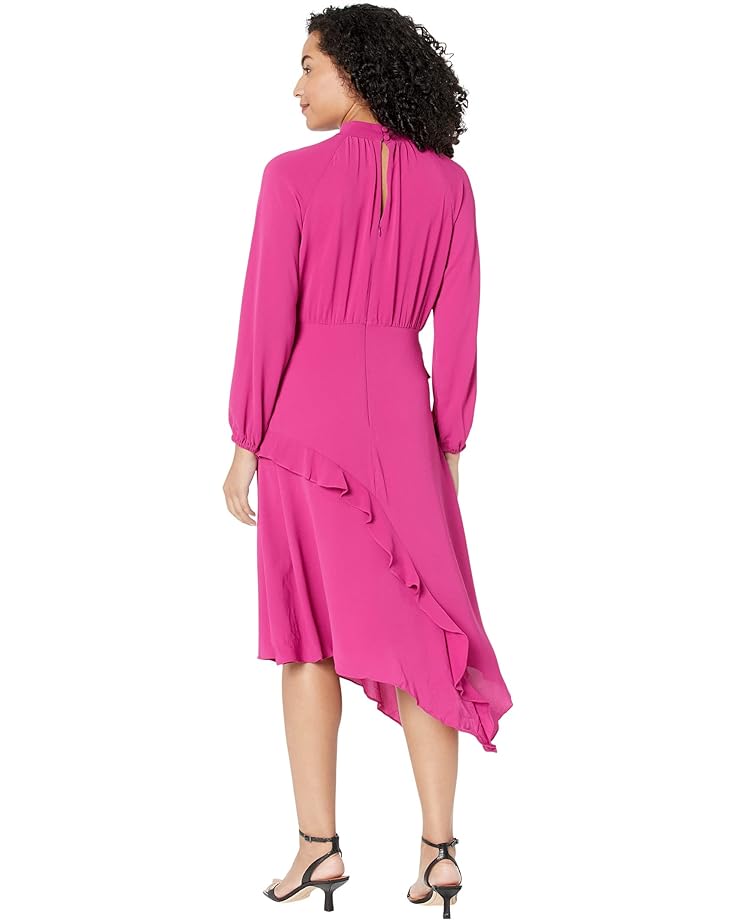 платье donna morgan combo mini dress with ruffle skirt Платье Donna Morgan Midi Dress with Long Sleeve and Ruffle Detail, фуксия