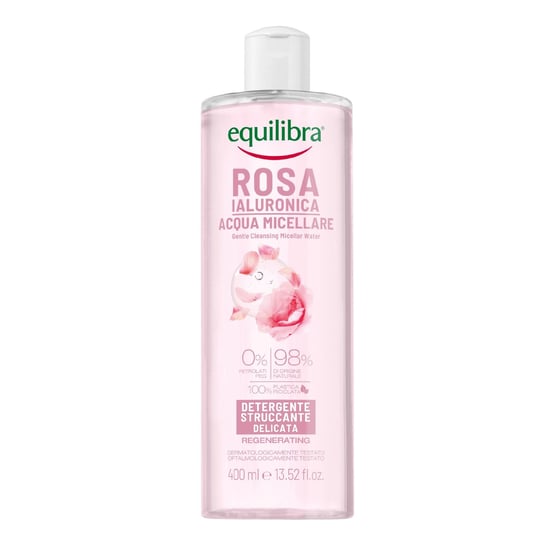 Нежно очищающая розовая мицеллярная вода с гиалуроновой кислотой, 400 мл Equilibra, Rosa освежающая чистая розовая вода rosa pure 200 мл equilibra
