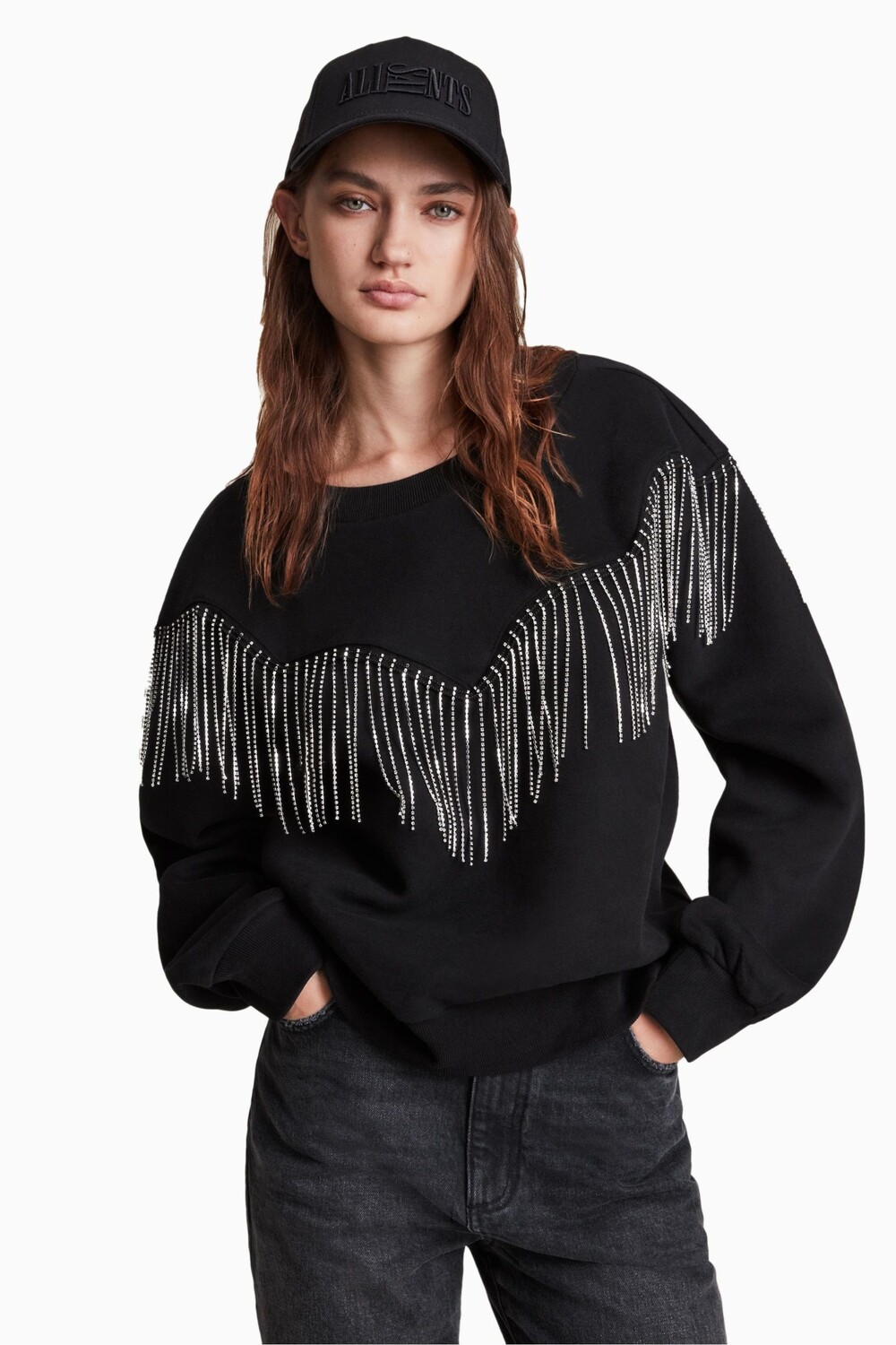 

AllSaints Jaine черный свитшот с бахромой All Saints, черный