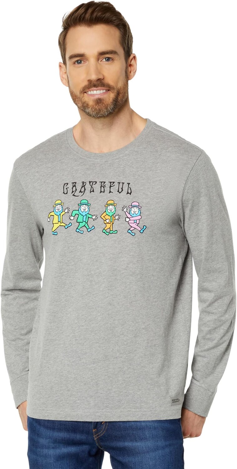 

Футболка Crusher с длинными рукавами Grateful Leprechauns Life is Good, цвет Heather Gray