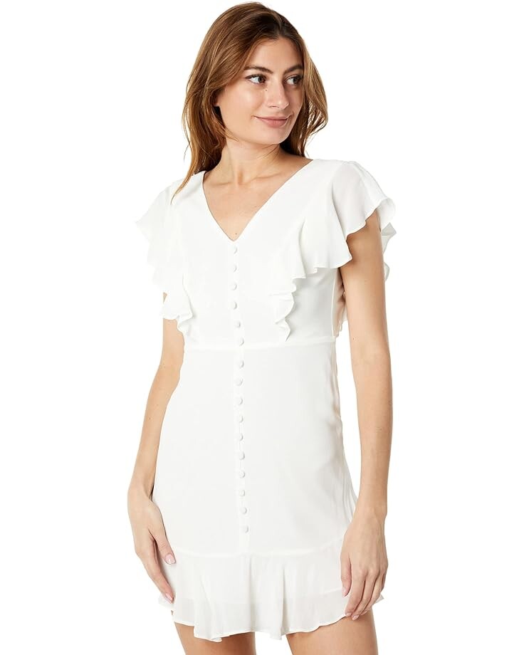 

Платье BCBGMAXAZRIA Open Back Ruffle Cocktail, белый