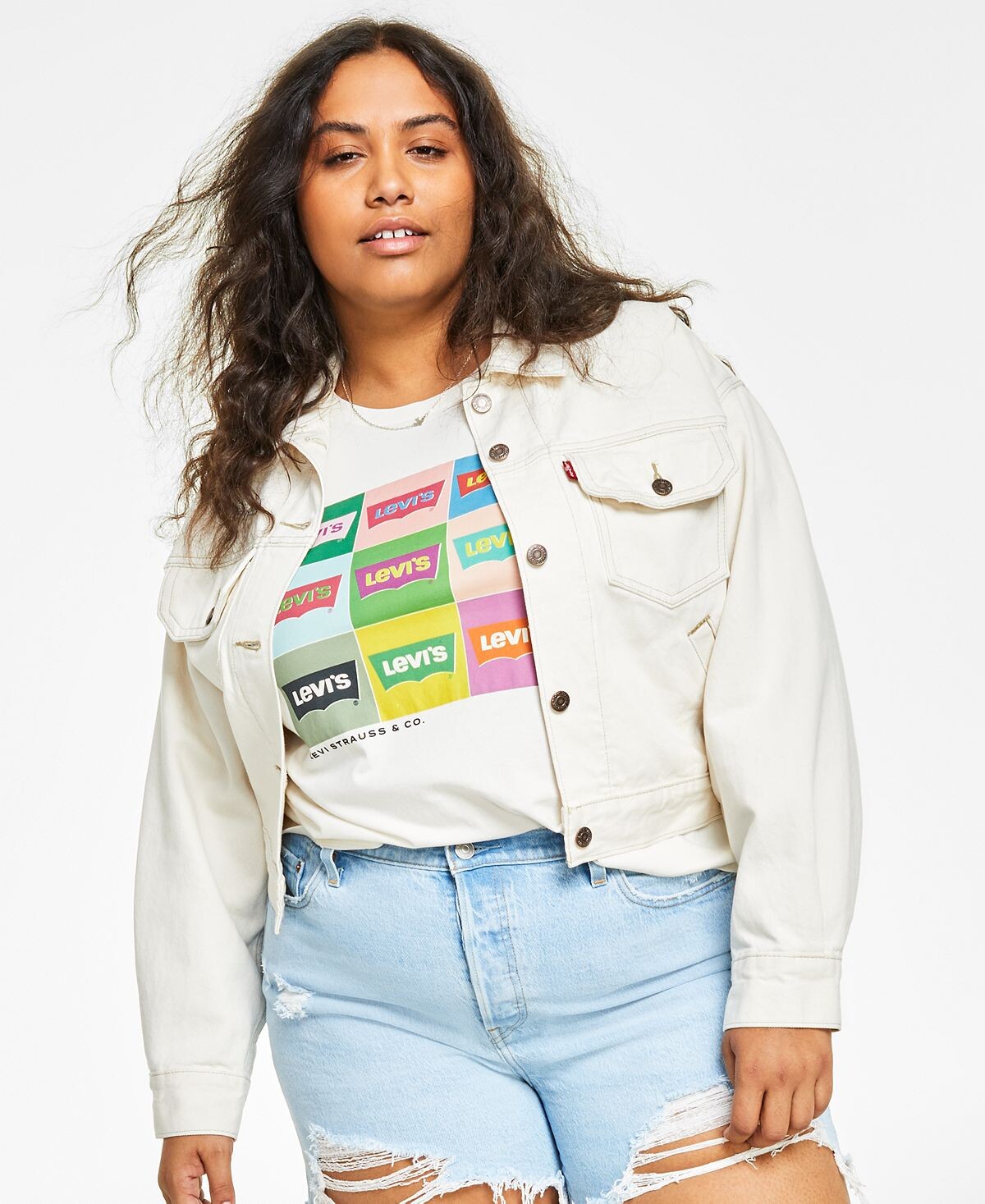 

Модная мешковатая хлопковая куртка больших размеров больших размеров Levi's