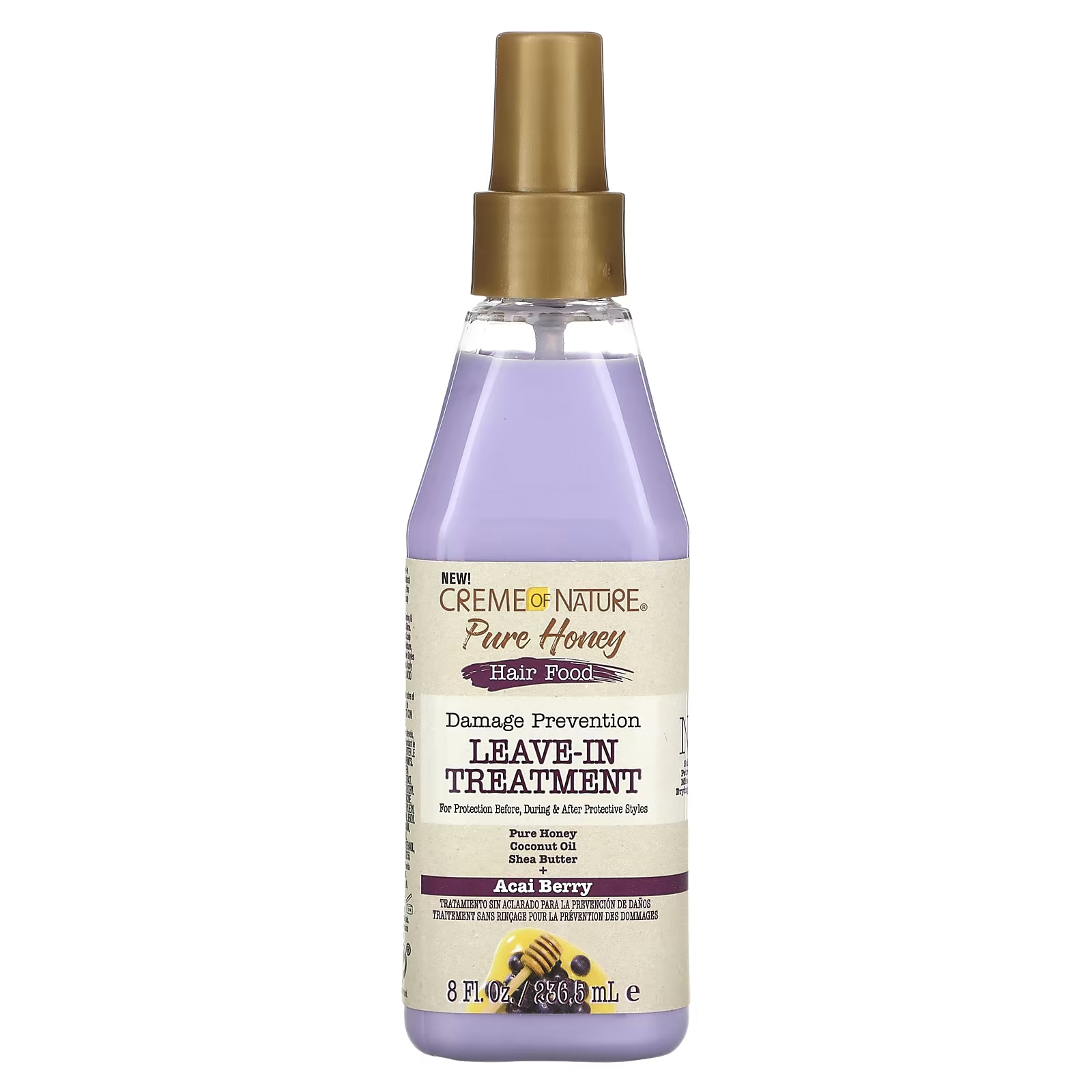 Несмываемое средство для предотвращения повреждения волос Creme Of Nature Pure Honey, 8 жидких унций (236,5 мл)