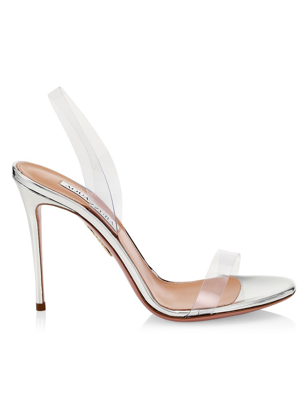 

Сандалии So Nude из плексигласа с ремешком на пятке Aquazzura, серебряный
