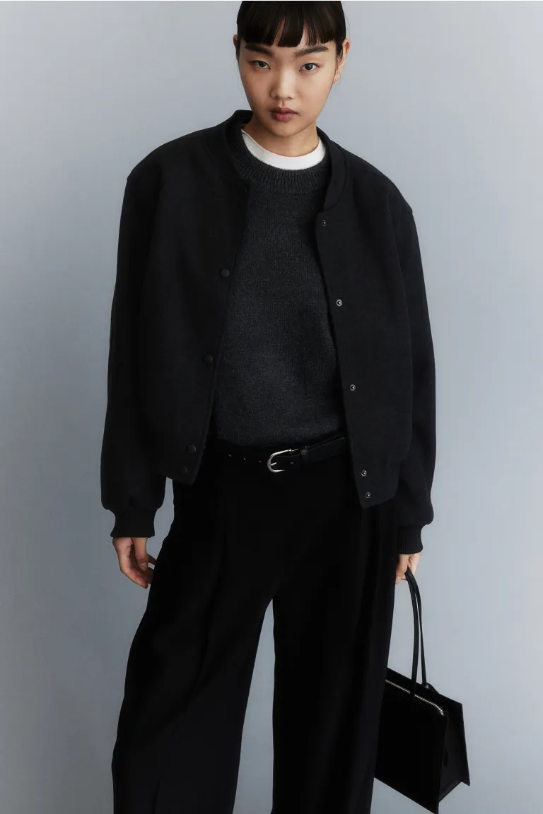 

Бомбер из фетровой ткани H&M, серый