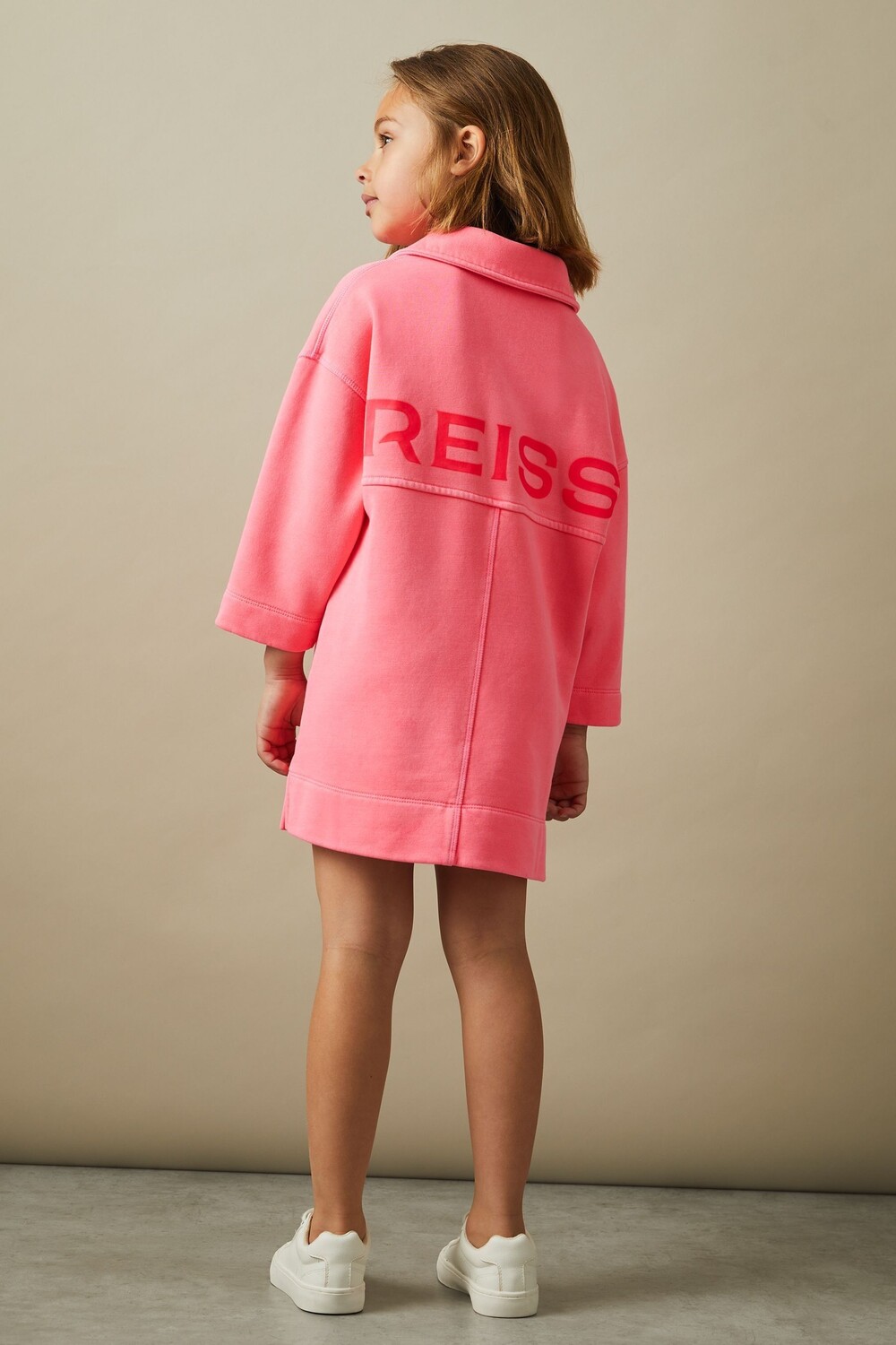 

Платье джемпер Natasha с открытым воротником Reiss, розовый