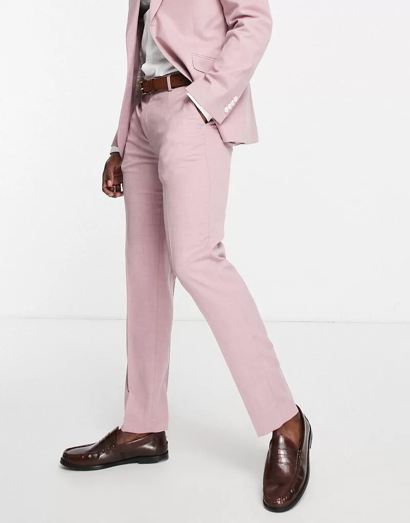 Розовые узкие брюки Topman
