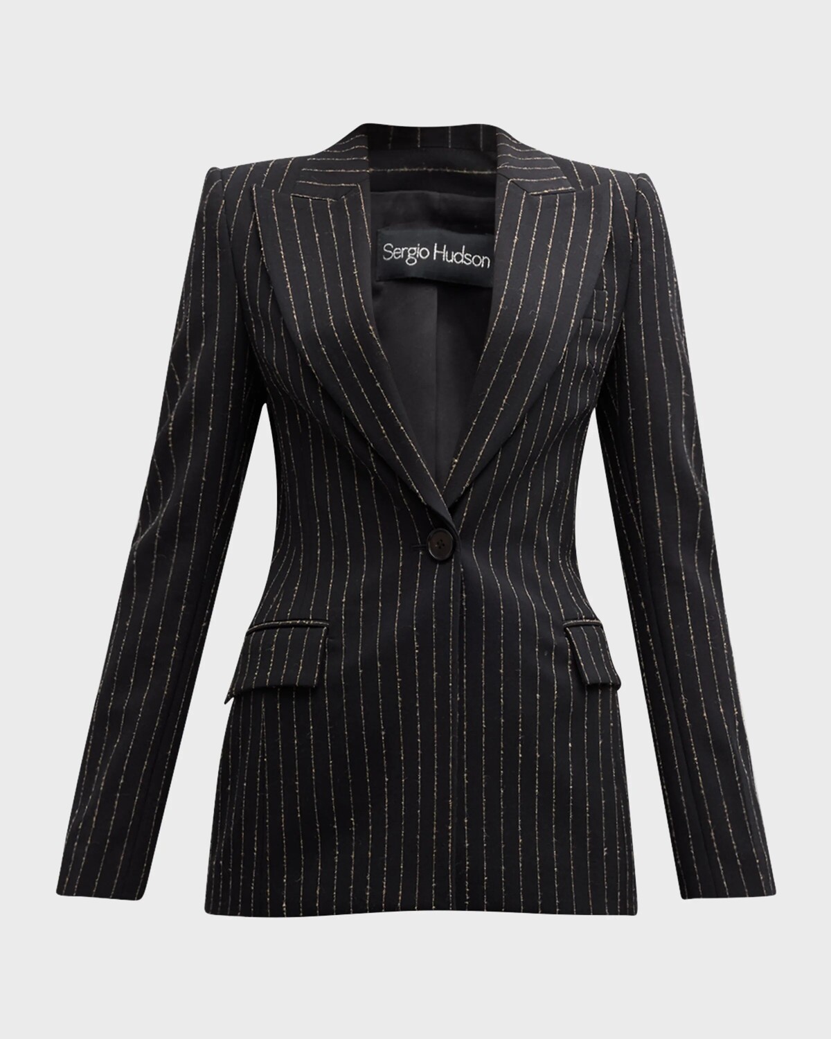 

Эластичный пиджак в тонкую полоску Sergio Hudson, цвет Black Pinstripes