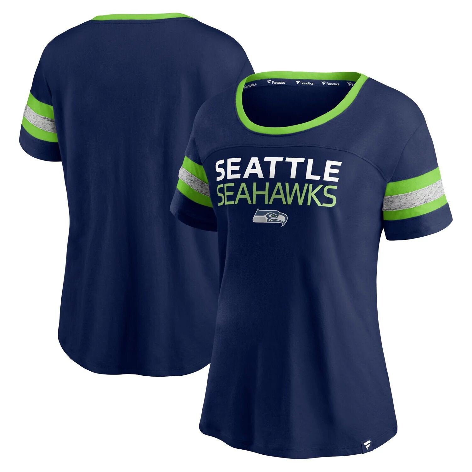 

Женская темно-синяя футболка в полоску с фирменным логотипом College Seattle Seahawks Fanatics