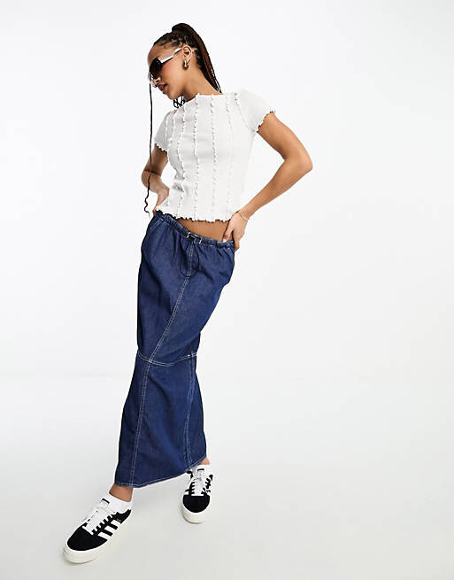 

Белая футболка со швами Monki, Белый