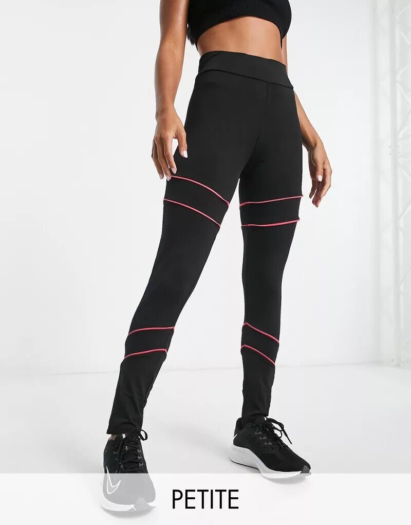 

Черные спортивные леггинсы с контрастной окантовкой Threadbare Fitness Petite
