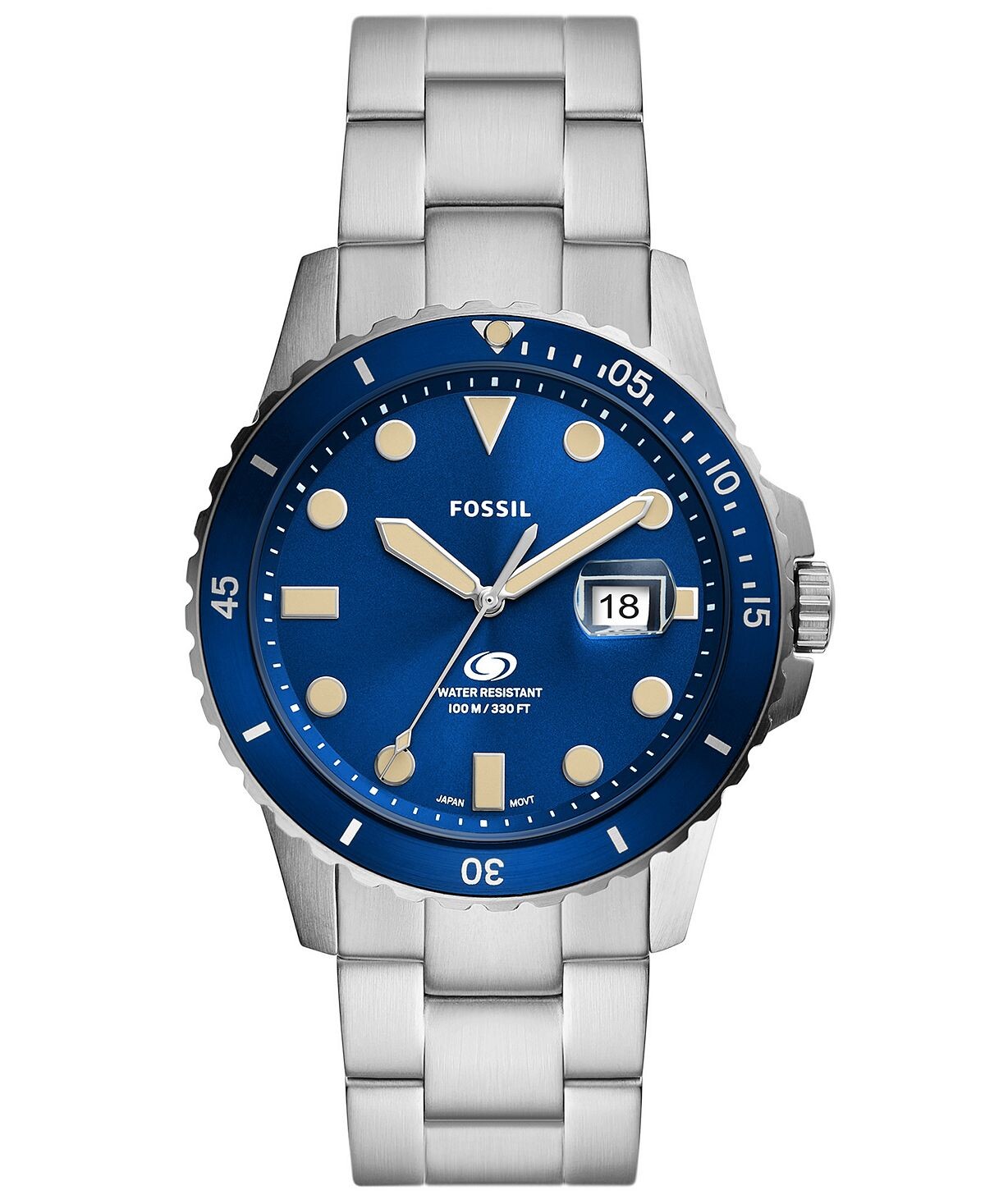 

Мужские часы Fossil Blue, серебристый оттенок, браслет из нержавеющей стали, 42 мм