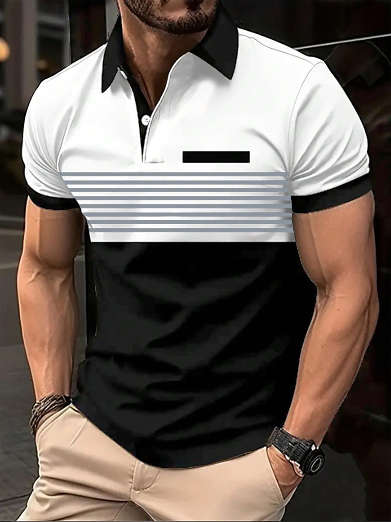 Мужская рубашка-поло контрастного цвета Manfinity Homme, белый manfinity homme мужская толстовка с длинными рукавами и брюки для бега с цветными блоками многоцветный