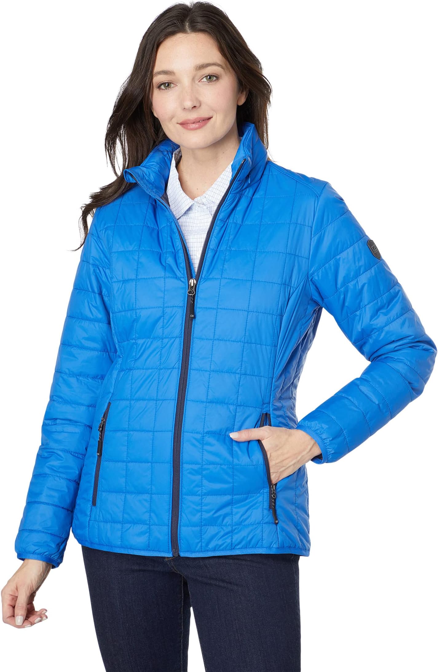 Куртка Rainier Primaloft Eco с полной молнией Cutter & Buck, цвет Royal женская утепленная куртка пуховик rainier primaloft с полной молнией cutter