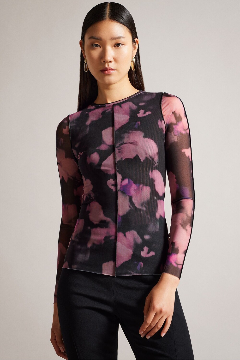

Aleeina черная сетчатая блузка Ted Baker, черный