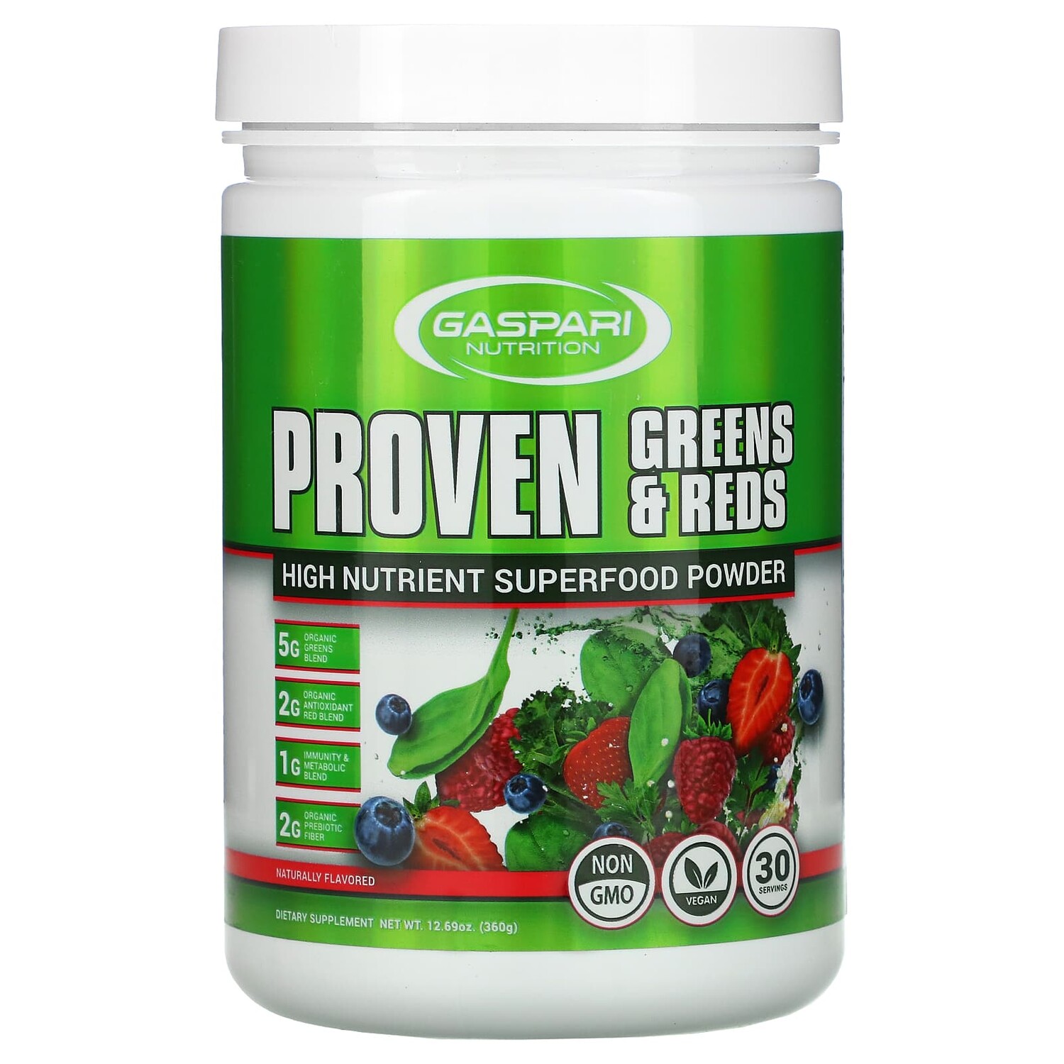 

Proven Greens & Reds, суперфуд в порошке с высоким содержанием питательных веществ, с натуральным вкусом, 360 г (12,69 унции), Gaspari Nutrition