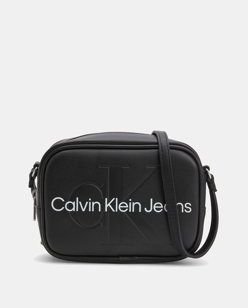 Миниатюрная черная сумка через плечо с отделкой CK спереди Calvin Klein, черный