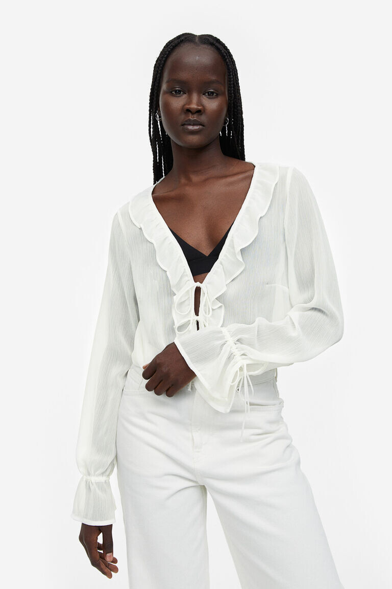 

Блуза из крепа с оборками H&M, бежевый