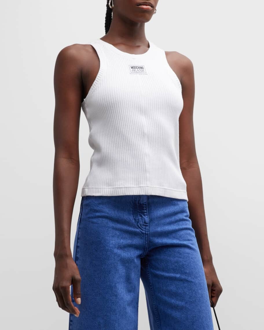 

Фирменная майка из трикотажной резинки с нашивкой-логотипом Moschino Jeans
